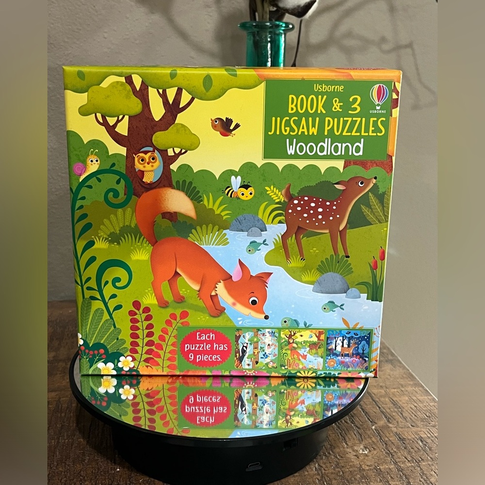 Usborne Woodland Book & 3 Jigsaw Puzzles, Woodland, new
